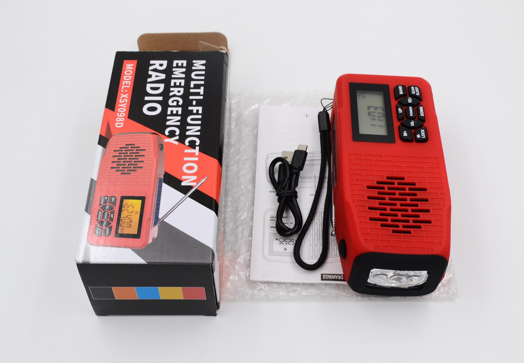 Emergency AM FM NOAA Portable Radio Self Powered Hand Crank Solar Weather Radio with LED Display Screen