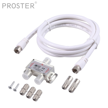 PROSTER 2-Way HD Digital Coax Cable Splitter Bi-Directional for MoCA 5-2500MHz Connector Satellite TV Receiver Designed for SATV