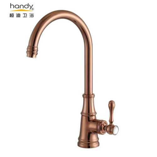 Bathroom Rose Golden Finish Brass Kitchen Faucet