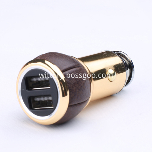 Noble handcraft leather smart car charger -coffee
