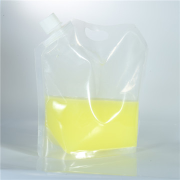 Plastic portable stand up packaging bag with handle