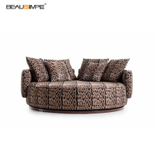 Mediterranean Style Round Sofa with Leopard Fabric