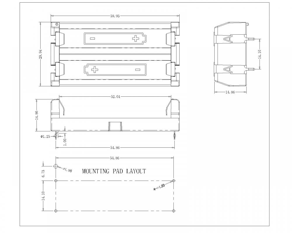 BBC-S-SN-A-2AA-013 DUAL AA BATTERY HOLDER THM