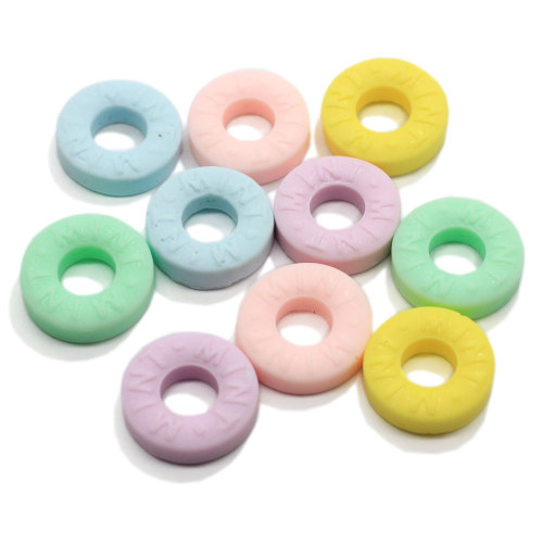 Leuke Resin Fruit Loop Flat Back Candy Loop Cabochon Kawaii Resin 3D Donut Cabochons Craft DIY