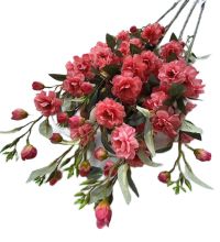 Artificial Camellia Japonica Flowers with Green Leaves for Wedding and Home Decor