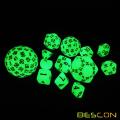 Bescon Super Glowing in Dark Complete Polyhedral RPG Dice Set 13st D3-D100, Luminous 100 Sides Dice set