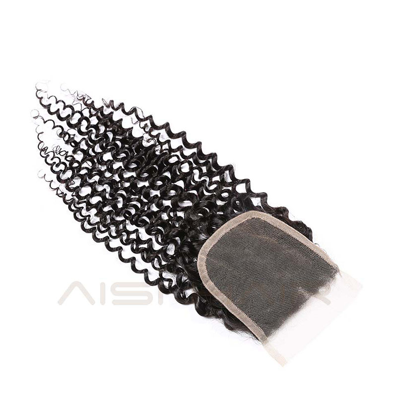 Brazilian Afro Curly 4*4 Lace Closure Human Hair Human Hair Extensions Natural Color Human Hair