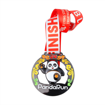 Custom enamel color panda run medal