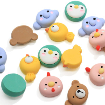 Kaiwaii Animal Head Bird Bear Chick Penguin Resina Cabochon para el hogar DIY Scrapbooking Craft Decoración