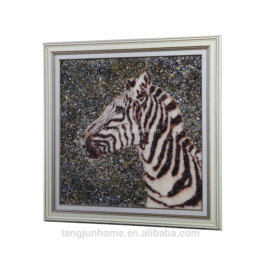 CANOSA Shell hand engarving 3D paard hoofd muur foto met houten frame