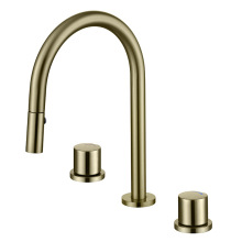 Brushed gold brass hot and cold basin faucet