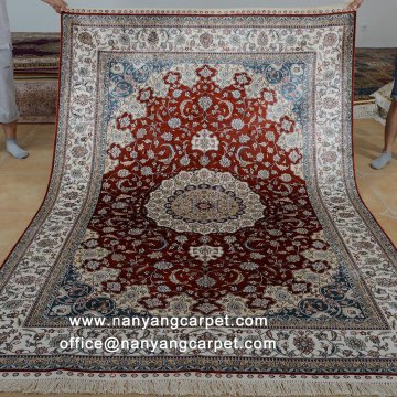 6'x9' Red HandmadeTraditional Persian Qum Rug