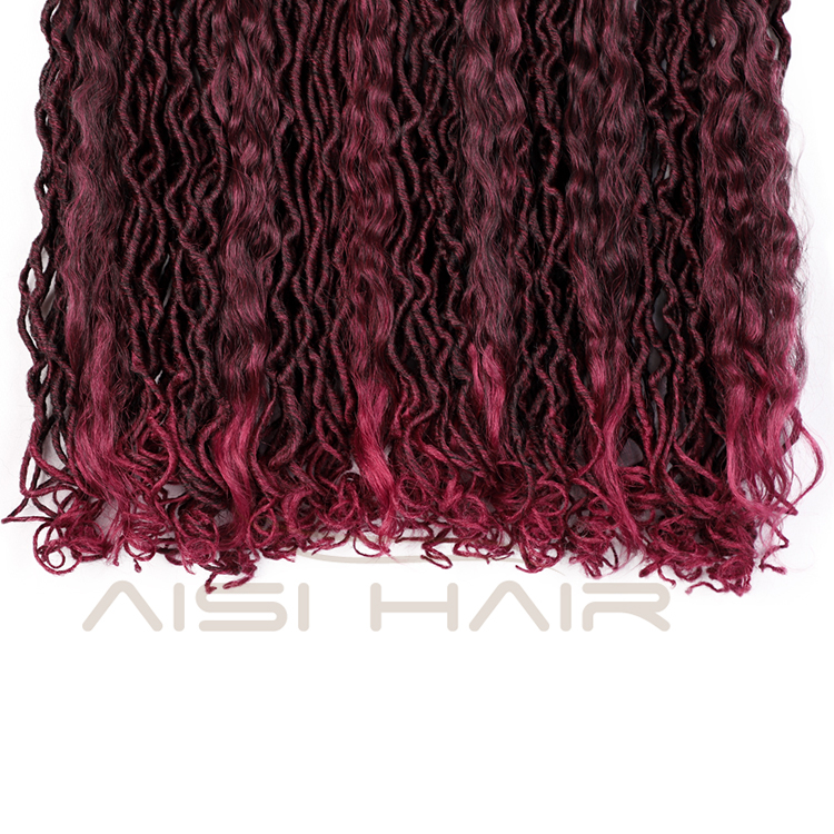 Aisi Hair Goddess Faux Locs Crochet Braids Hair Wine Red Faux Locks Synthetic Braids Hairpieces Extensions For Black Women