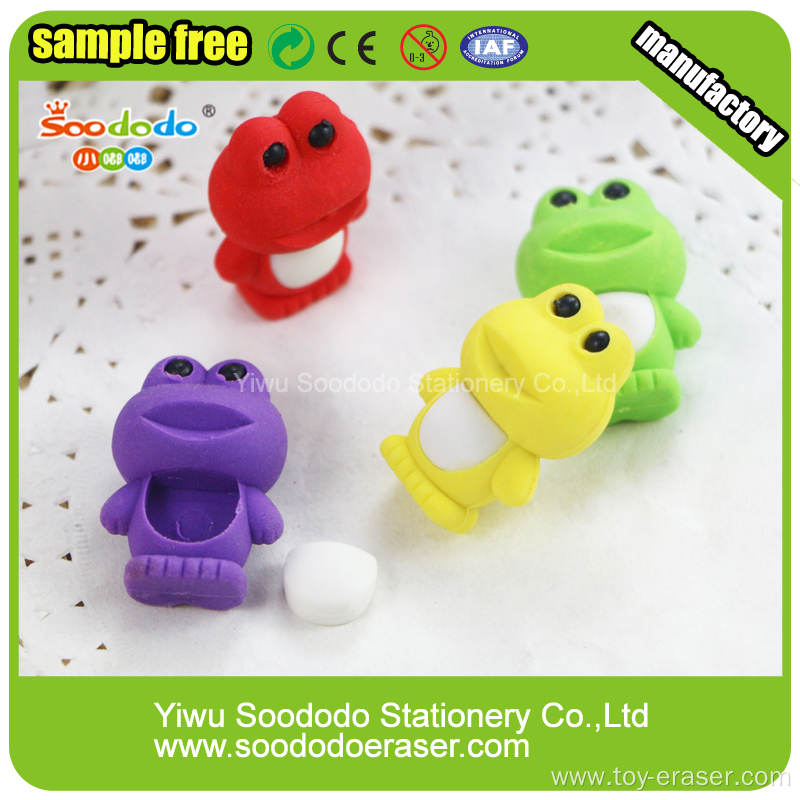 mini frog 3D erasers hot sell eraser