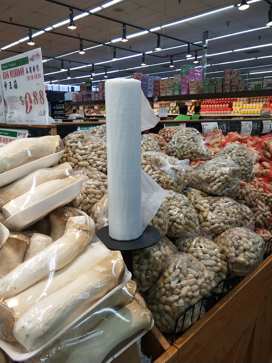 Transparent Flat Plastic Bags on Roll for Supermarket