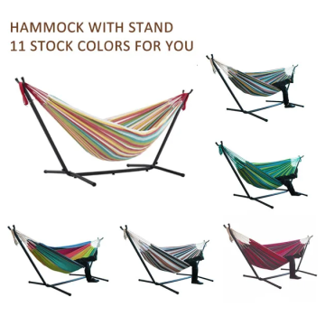 Adjustable Steel Hammock Stand with Portable Cotton Canvas Hammock