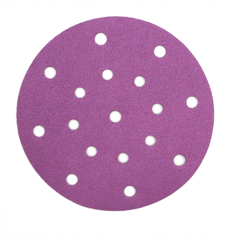 SUNPLUS Hook and Loop Purple Film Backing Aluminum Oxide Sanding Disc Strong Ceramic Film Sandpaper