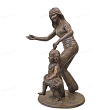 life size bronze copper mother and daughter statue for garden or home ornament