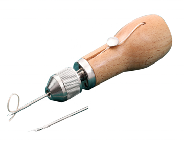 YIFENG Wood Handle Sewing Awl Tool with 2 Pack Needles, Coil, and Yarn Threads