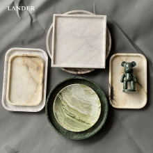 Customized Calacatta Violet and White Carrara Marble Oval Serving Trays for Shower Decor and Logo Design