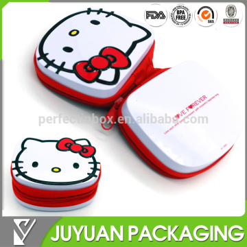 2016 Cute kitty metal tin wallet with zipper for coin wholesale