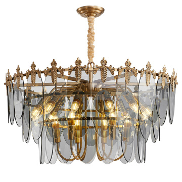 Lustre moderne LEDER en verre gris