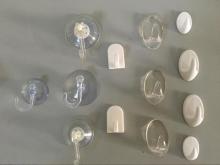 Plastic hook with adhesive