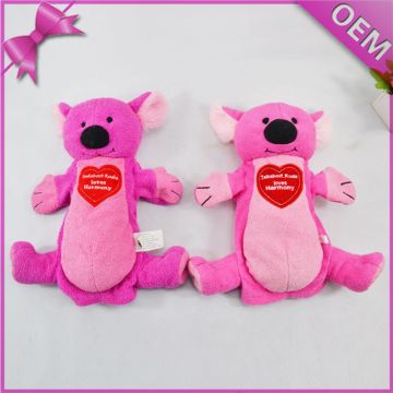 So cute hand puppet pink color bear toys cute animal hand puppet