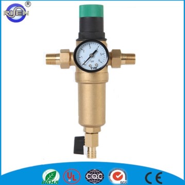 CW617N forged water pre filter with pressure gauge