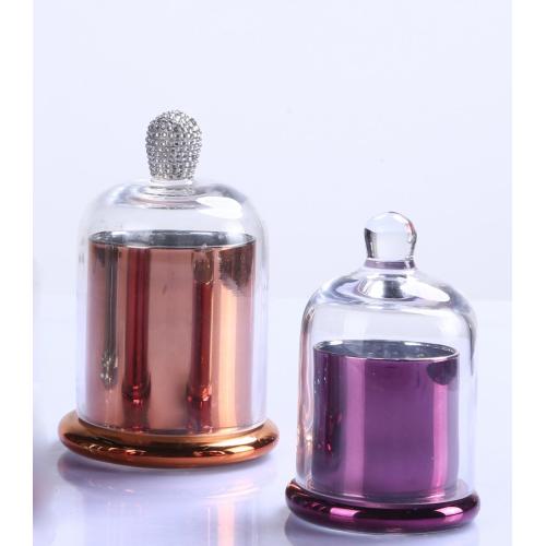 Colorful Decorative Domed Glass Candle Cloche Jar