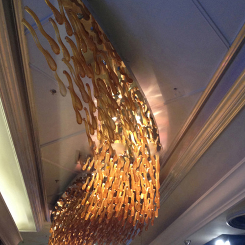 Hotel hall glass ABS metal pendant light chandelier