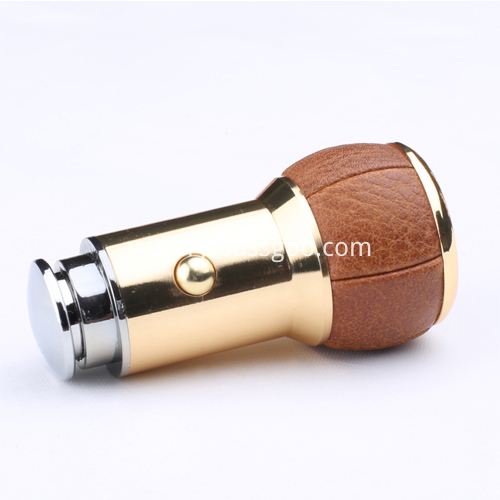 leather smart car charger with patent piston lock head