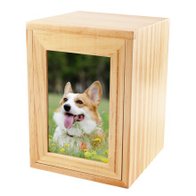 Wooden Urn Box with Picture Frame for Pet Dog Ashes - Custom Wholesale Price