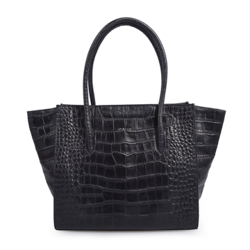 Crocodile Alligator Leather Retro Style Handbag Black