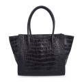 Krokodilleder Alligator Retro Style Handtasche Schwarz