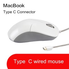 Usb-C Type C Cable Type-C connector with mouse Nylon Cord Wire mouse with type c connector For laptop computer