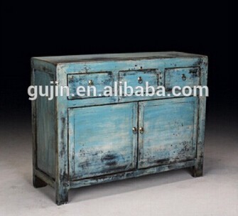 chinese antique reproduction solid wood sideboard buffet light blue