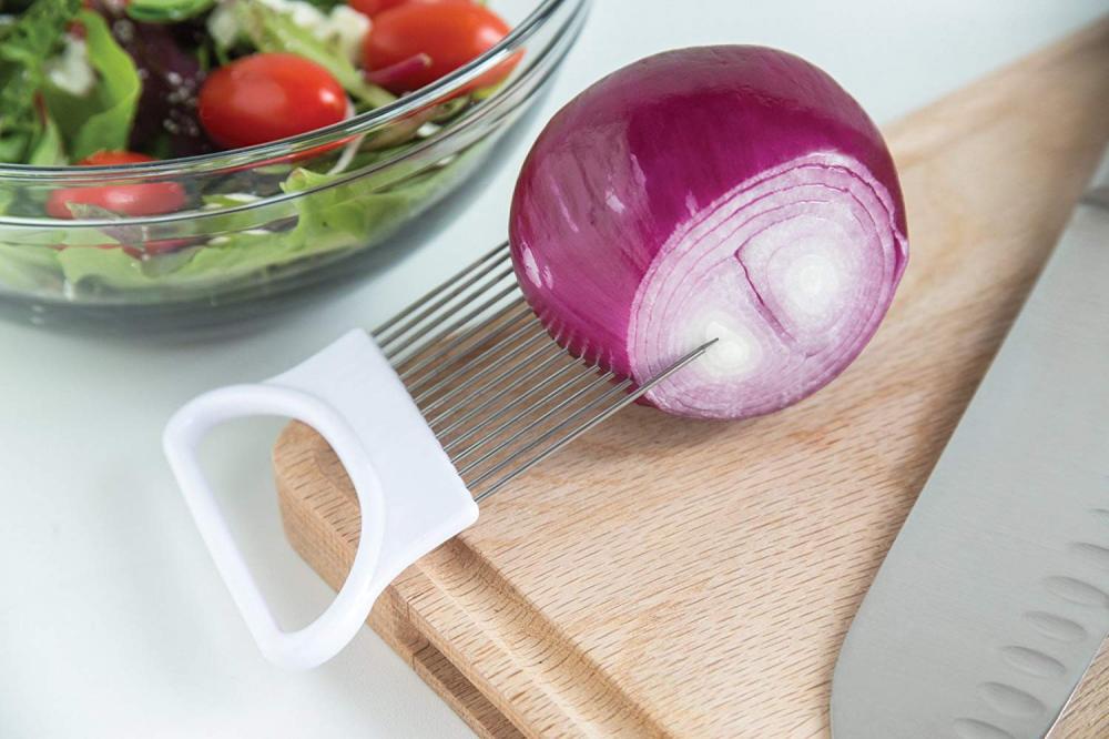 Plastic and Stainless Steel Onion Slicer Holder