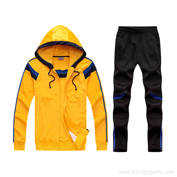 Custom Yellow Unisex Sports Mens Jogging Hoodie Tracksuits