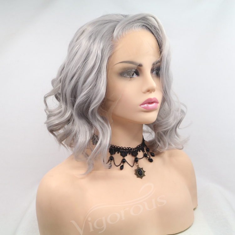 Vigorous mono short bob premium high quality afro kinky curly wholesale black women synthetic hair wigs lace front