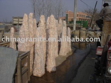 pink marble boulder Stone fountain