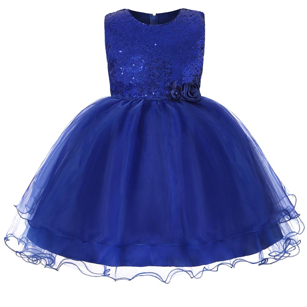 Hot Selling Wholesale Children Kids Girls Boutique Clothing Bowknot Sleeveless baby girl party Sequins dress with flowers