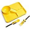 Dinneractive Dining Set for Kids - 3 Piece Construction Themed Toddler Utensils & Toddler Plates - Toddler Forks and Spoons - Ki