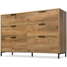 Dark Oak Sideboard Cabinet with 6 Drawers, 40D x 120W x 76H cm