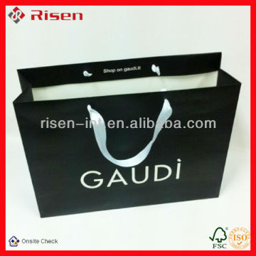 190gsm ivory card balck Coated Gift Paper Bag