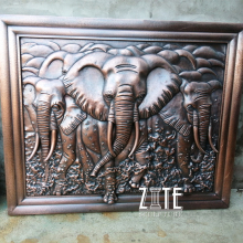 Custom art exterior metal bronze elephant wall relief sculpture