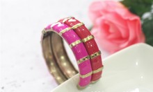 Bangle, Fashion Lady Gold Alloy Motif Enemal Hinge Crystal Bangle, Bangle Bracelet Jewelry Wholesale PT1559