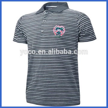 Cotton mens polo collar striped t shirt