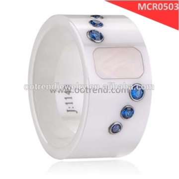 Wide designed High tech ceramic sapphire ring for men