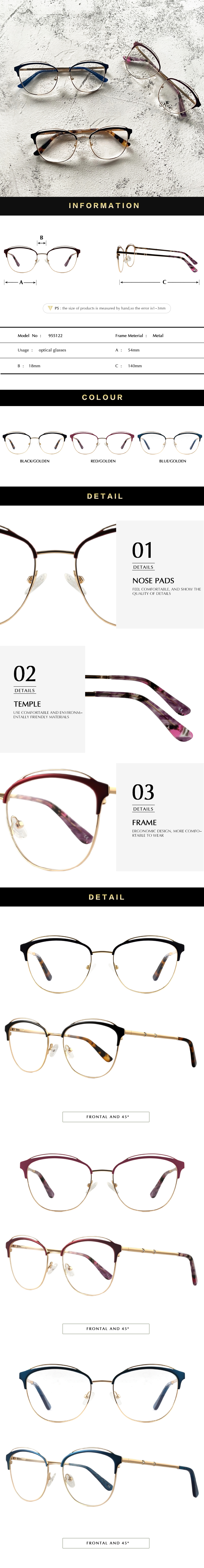 luxury metal cat eye optical glasses frame 